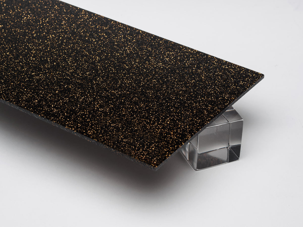 Black Gold Glitter Acrylic - Canal Plastics