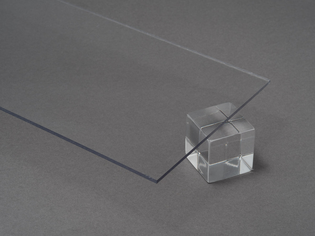 Canal Plastics Center Clear polycarbonate sheet impact-resistant comparable to Lexan and Makrolon useful in construction, automotive, safety and security, and electronics applications