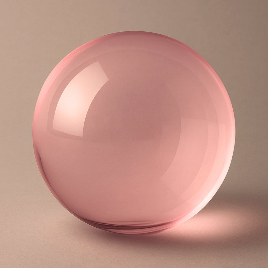 Canal Plastics Center Pink Transparent Acrylic Sphere, Close View - for decorative and artistic uses to scientific and industrial purposes such as displays and visual merchandising, art installations and sculptures, photography props and effects, home decor, costume and prop making, optical applications, model making and prototyping, furniture accessories and more