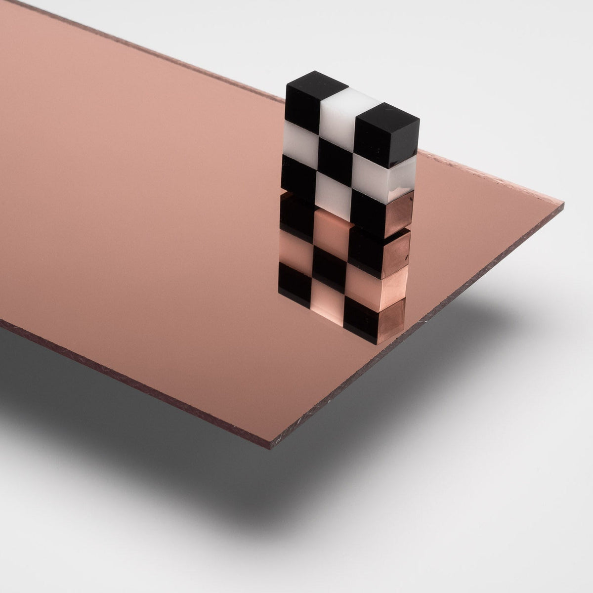 Rose Gold Mirror Acrylic Plexiglass Sheet, color 1350, Top view - Canal Plastics Center