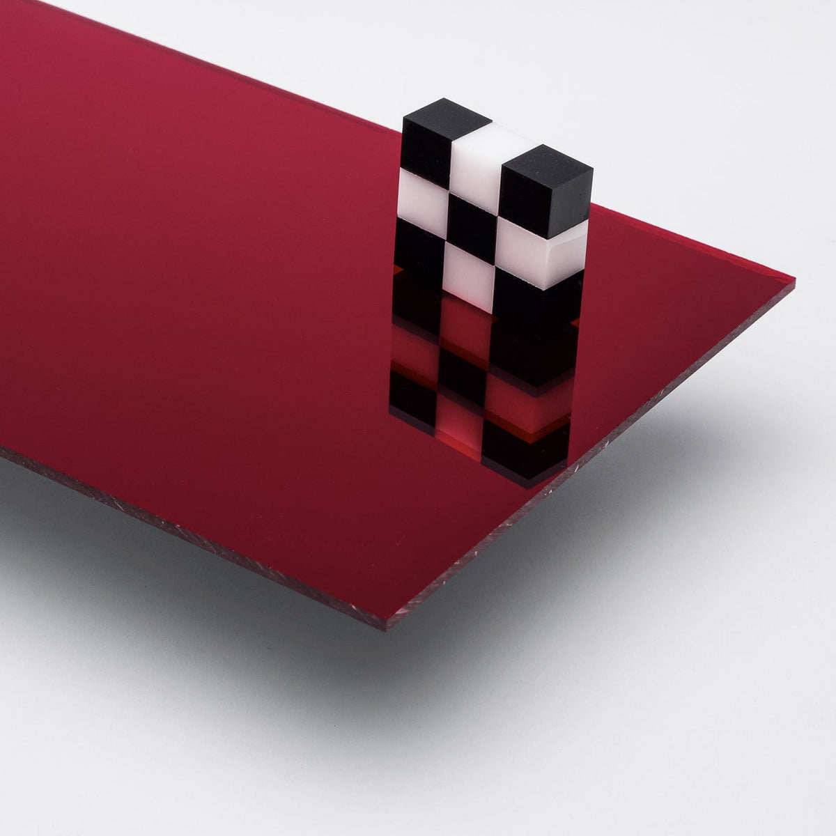 Red Mirror Acrylic Plexiglass Sheet, color 1400, Top view - Canal Plastics Center