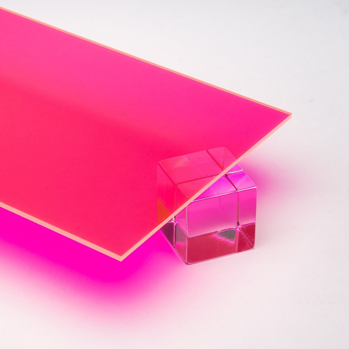 Pink Fluorescent Acrylic Plexiglass Sheet, color 2085, Top view - Canal Plastics Center