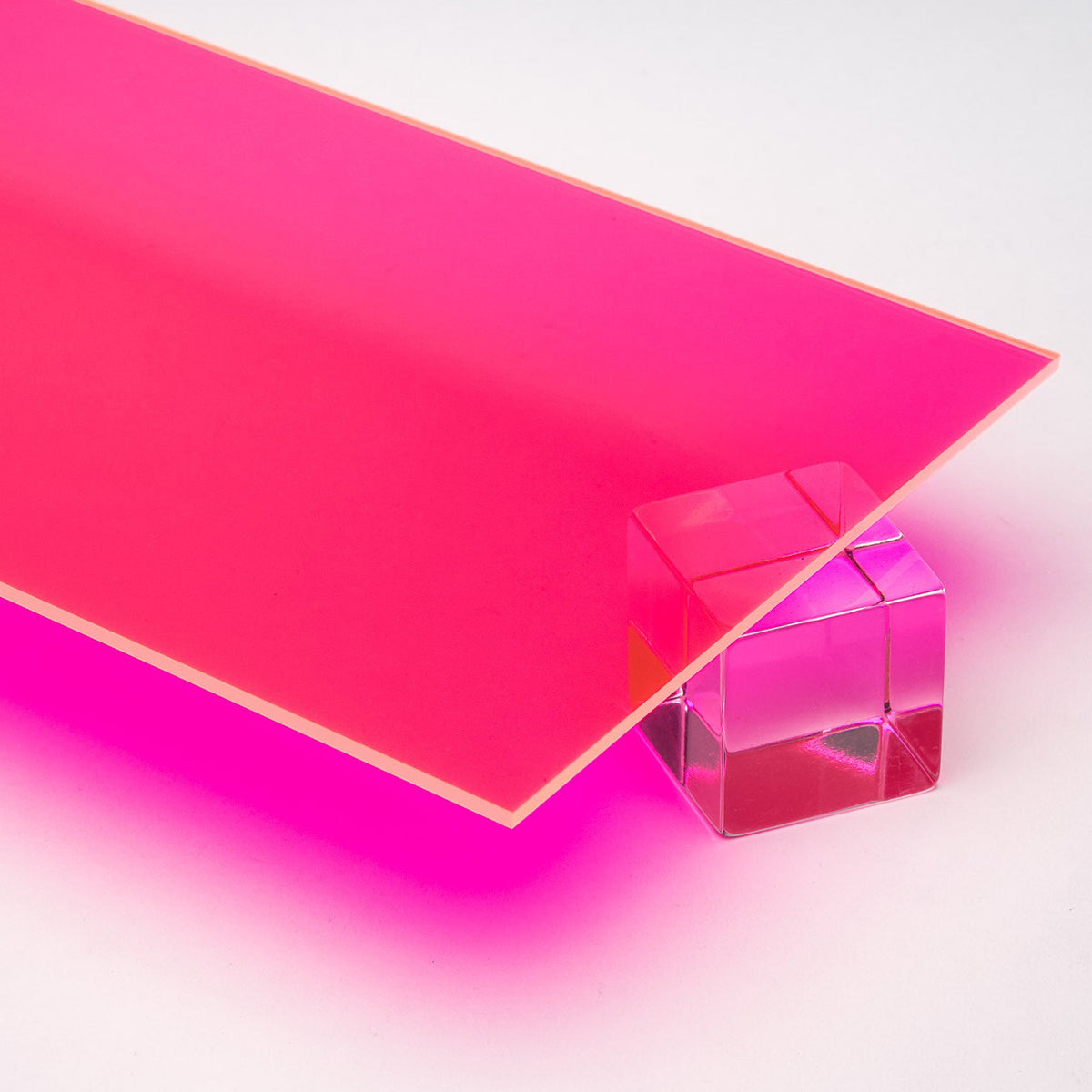 Pink Fluorescent Acrylic Plexiglass Sheet, color AS991 Top view - Canal Plastics Center