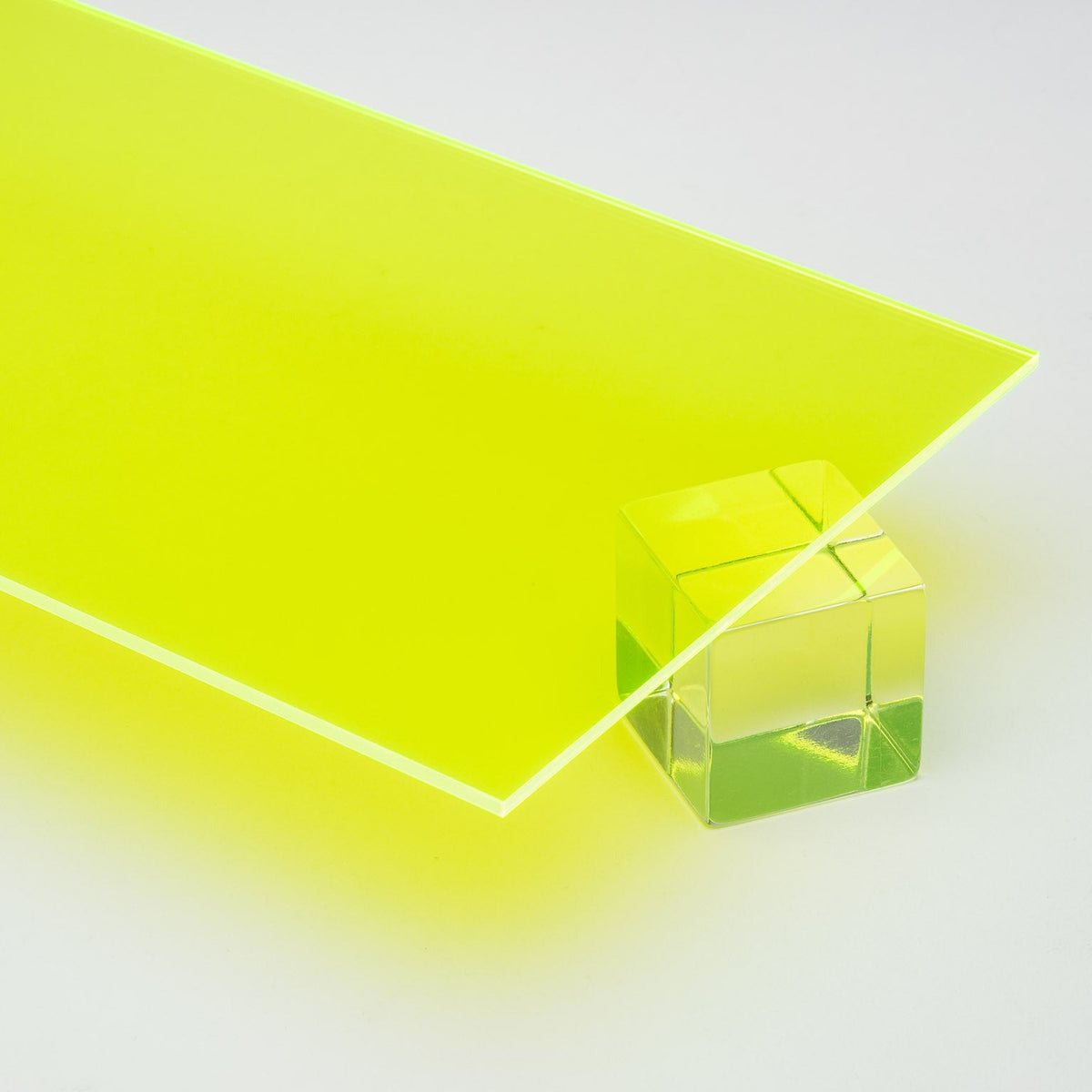 Green Fluorescent Acrylic Plexiglass Sheet, color 5320, Top view - Canal Plastics Center