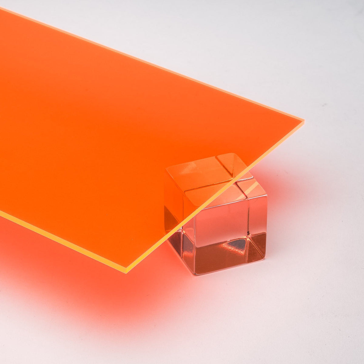 Orange Fluorescent Acrylic Plexiglass Sheet, color 6330, Top view - Canal Plastics Center