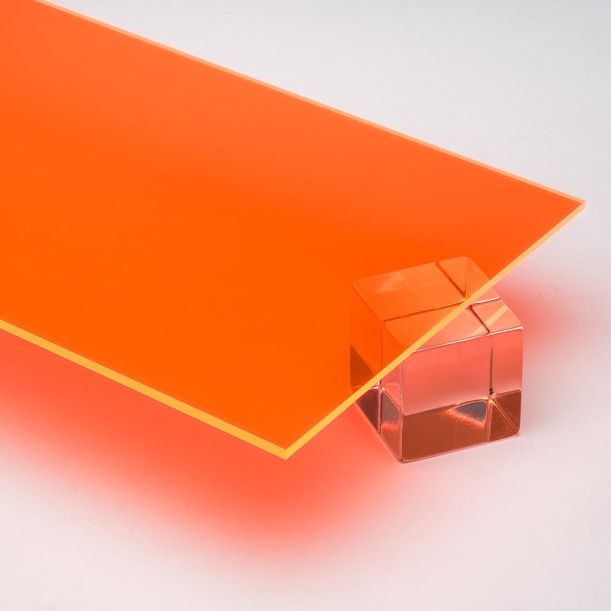 Orange Fluorescent Acrylic Plexiglass Sheet, color 6330-L032, Top view - Canal Plastics Center
