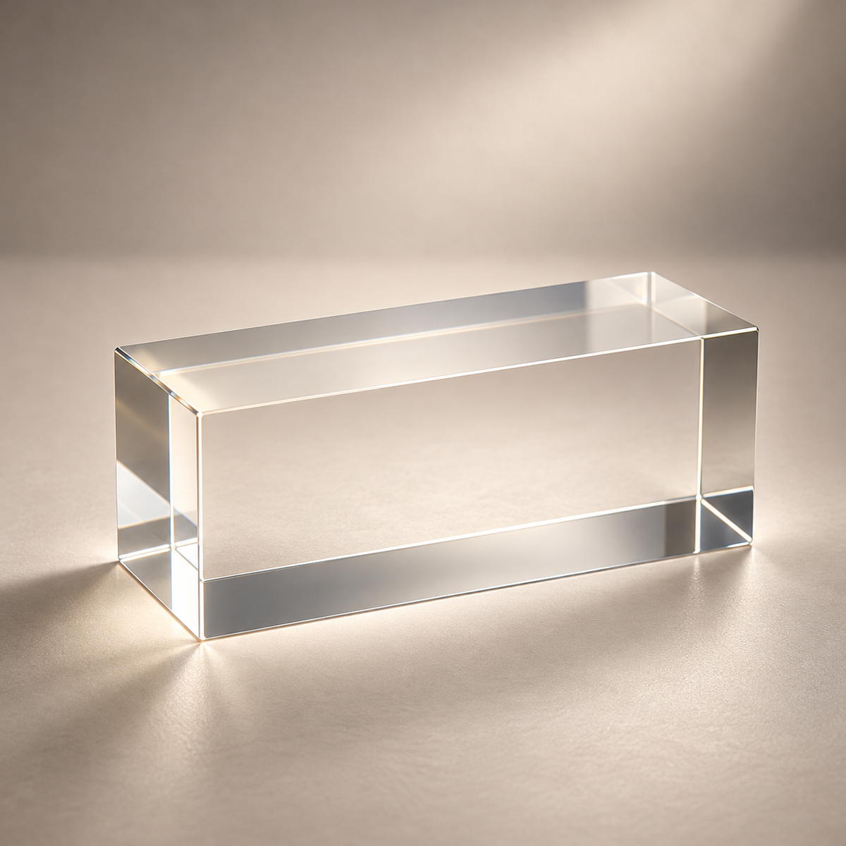 Clear acrylic block lying on its side, polished on all sides - Canal Plastics Center