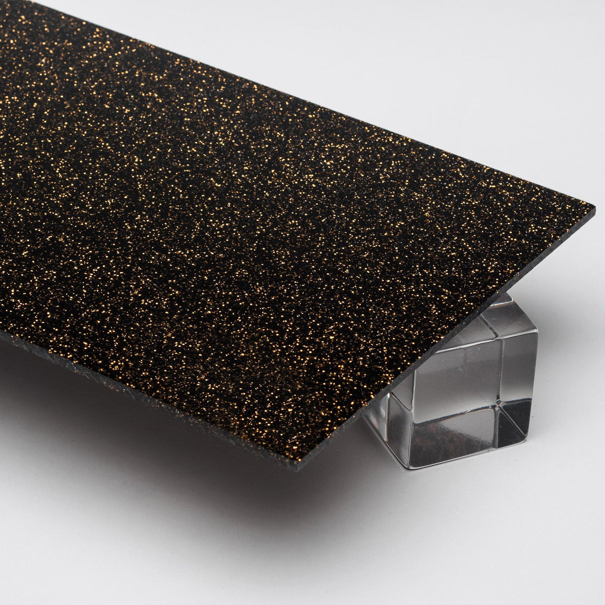 9761A SoHo Black Gold Glitter Acrylic Plexiglass Sheet, Top view - Canal Plastics Center