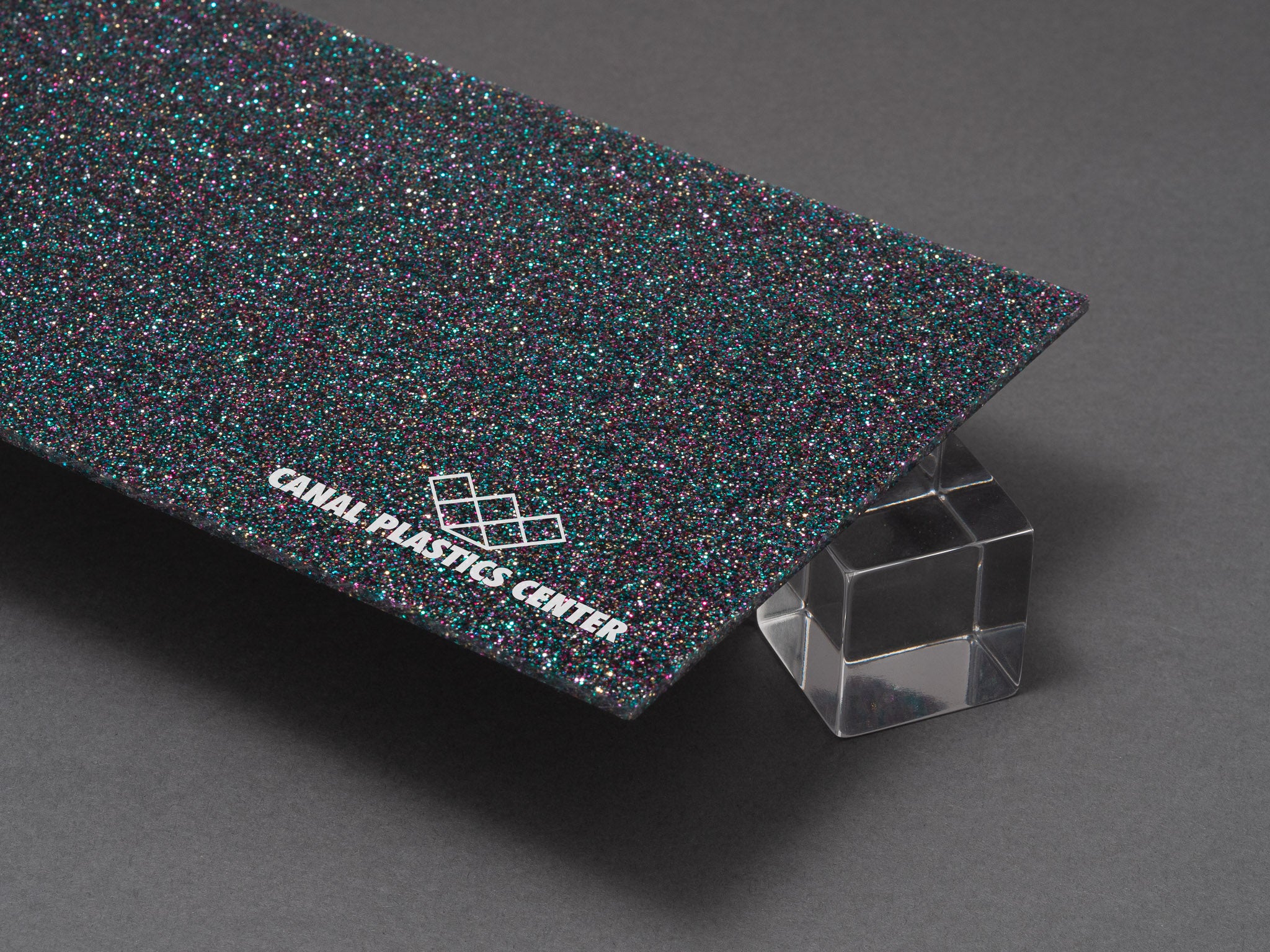 Canal Plastics Center Confetti Glitter Acrylic Plexiglass Sheet, Top View - Urban Spark Collection for crafts, signage, displays, and even furniture accents