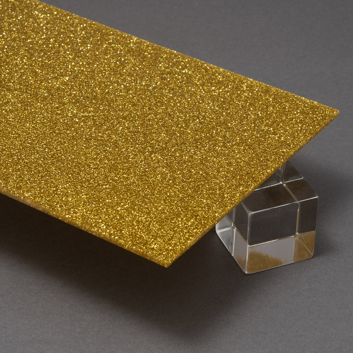 G202 Broadway Gold Glitter Acrylic Plexiglass Sheet, Top view - Canal Plastics Center