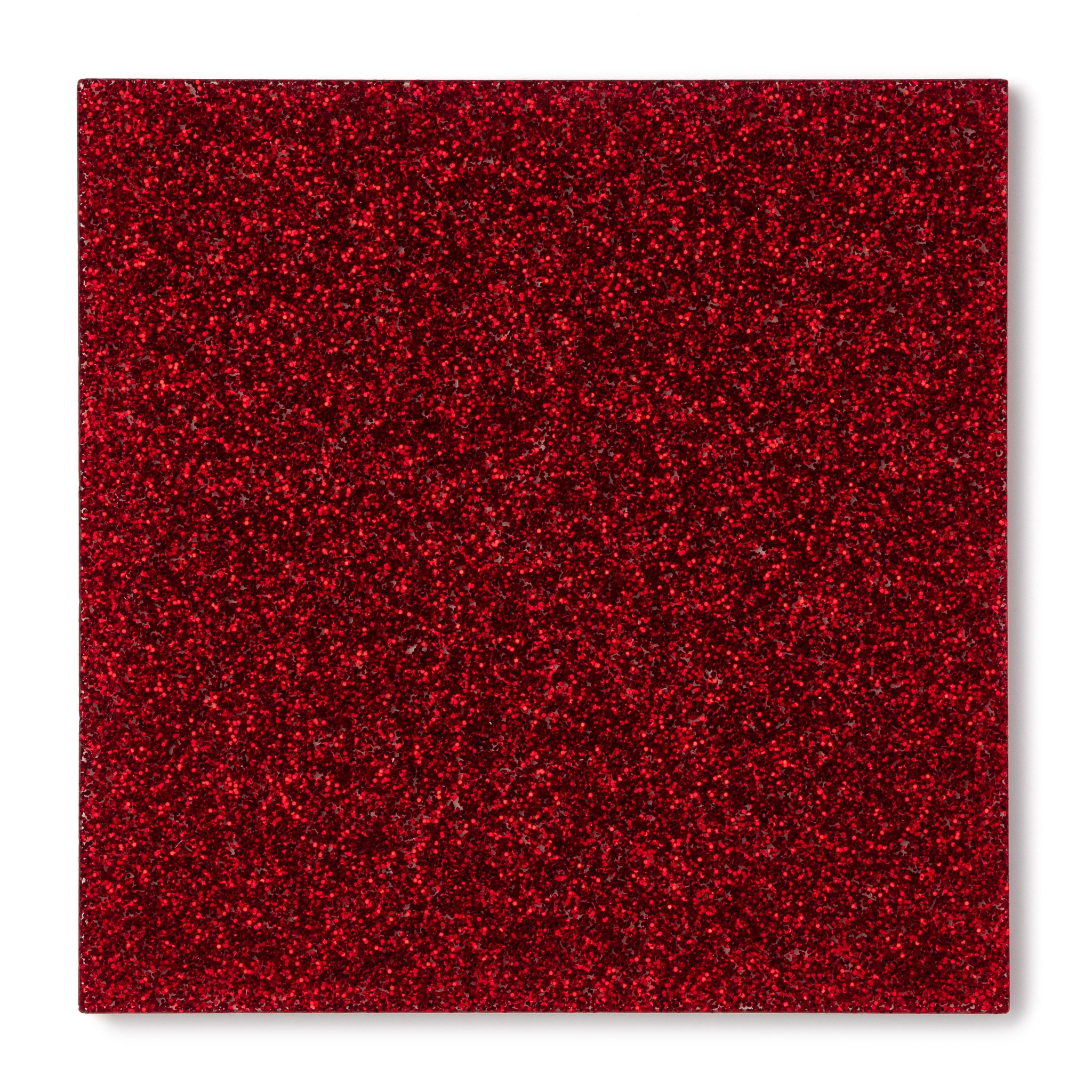 Canal Plastics Center Red Glitter Acrylic Plexiglass Sheet, Swatch View - Urban Spark Collection for crafts, signage, displays, and even furniture accents