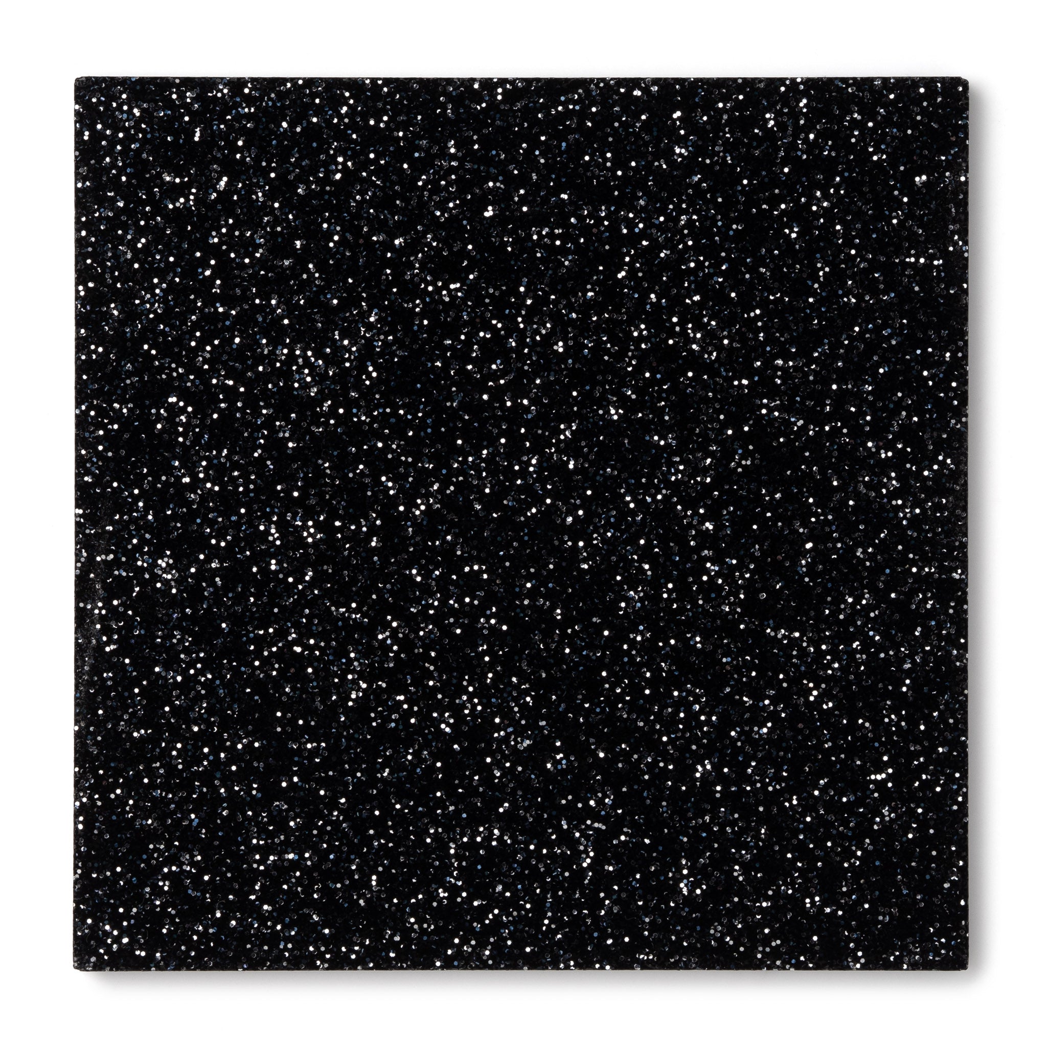 Canal Plastics Center Black Glitter Acrylic Plexiglass Sheet, Swatch View - Urban Spark Collection for crafts, signage, displays, and even furniture accents
