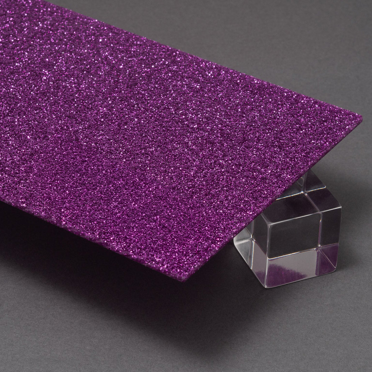 G802 Queens Purple Glitter Acrylic Plexiglass Sheet, Top view - Canal Plastics Center