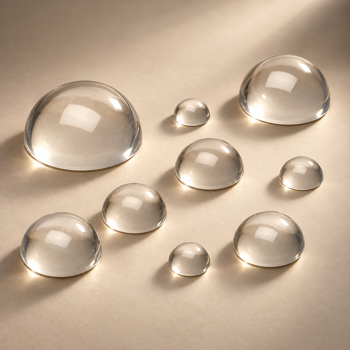 Clear acrylic cabochon domes in assorted diameters - Canal Plastics Center