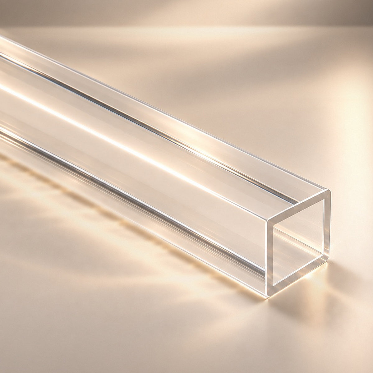 Clear colorless acrylic square tube - Canal Plastics Center
