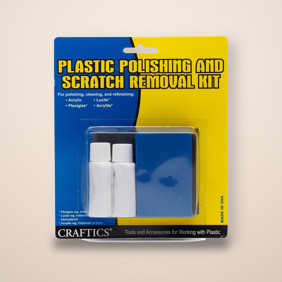 Craftics plastic polishing and scratch removal kit in package - Canal Plastics Center