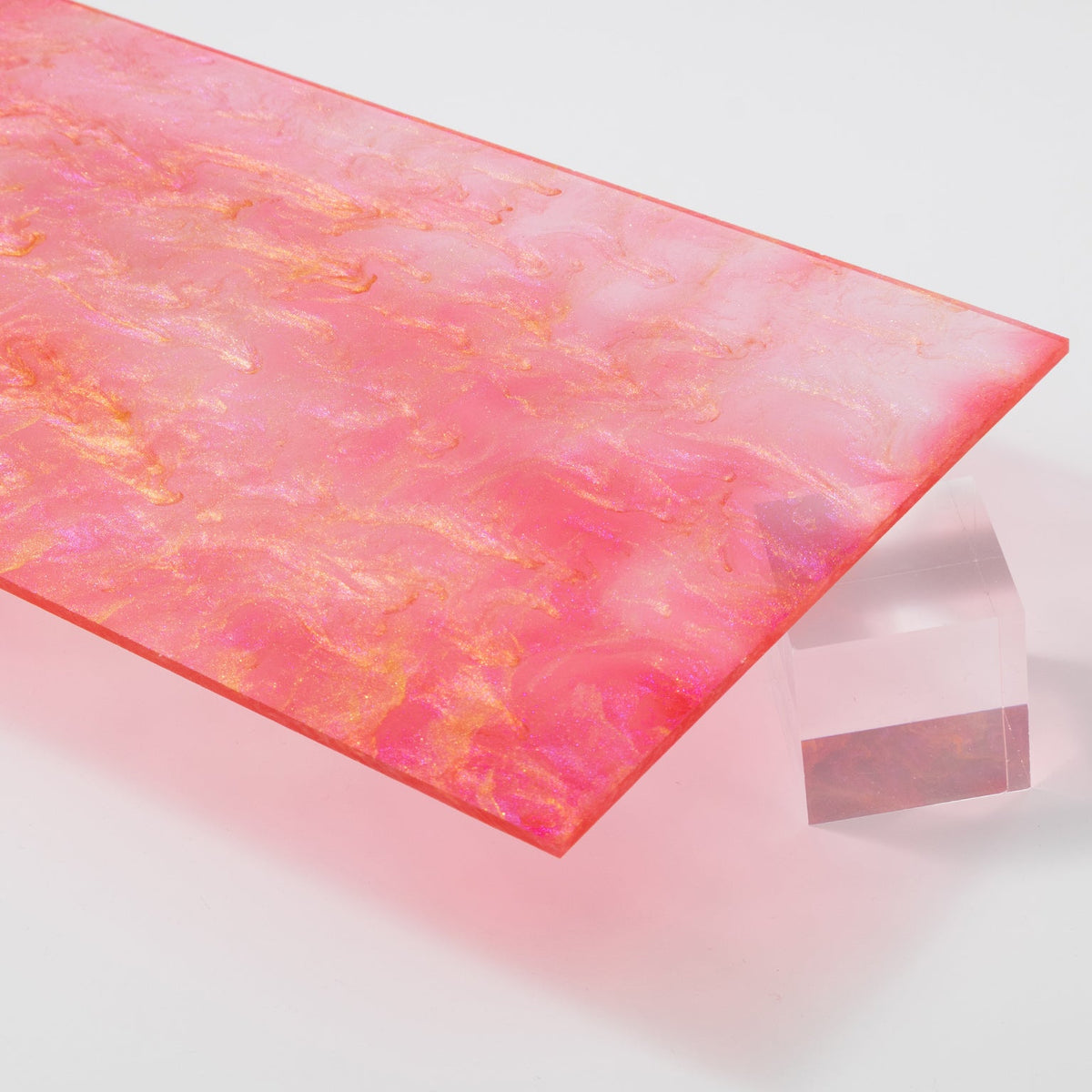 NZ04 Hibiscus Pink Shimmer Acrylic Plexiglass Sheet, Top view - Canal Plastics Center
