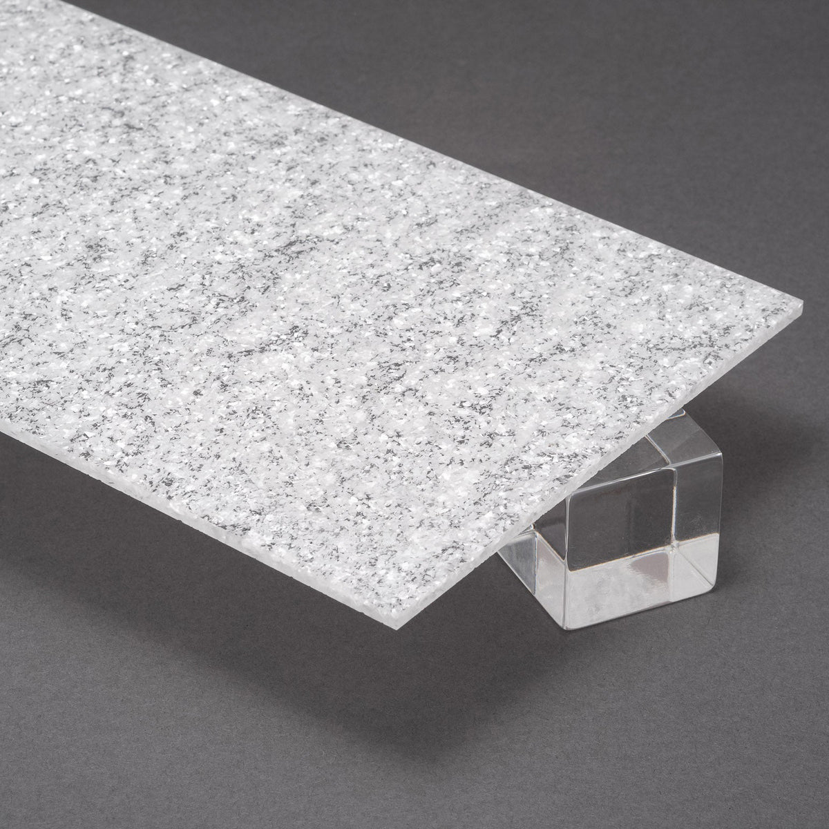 9777F Winter White Glitter Acrylic Plexiglass Sheet, Top view - Canal Plastics Center