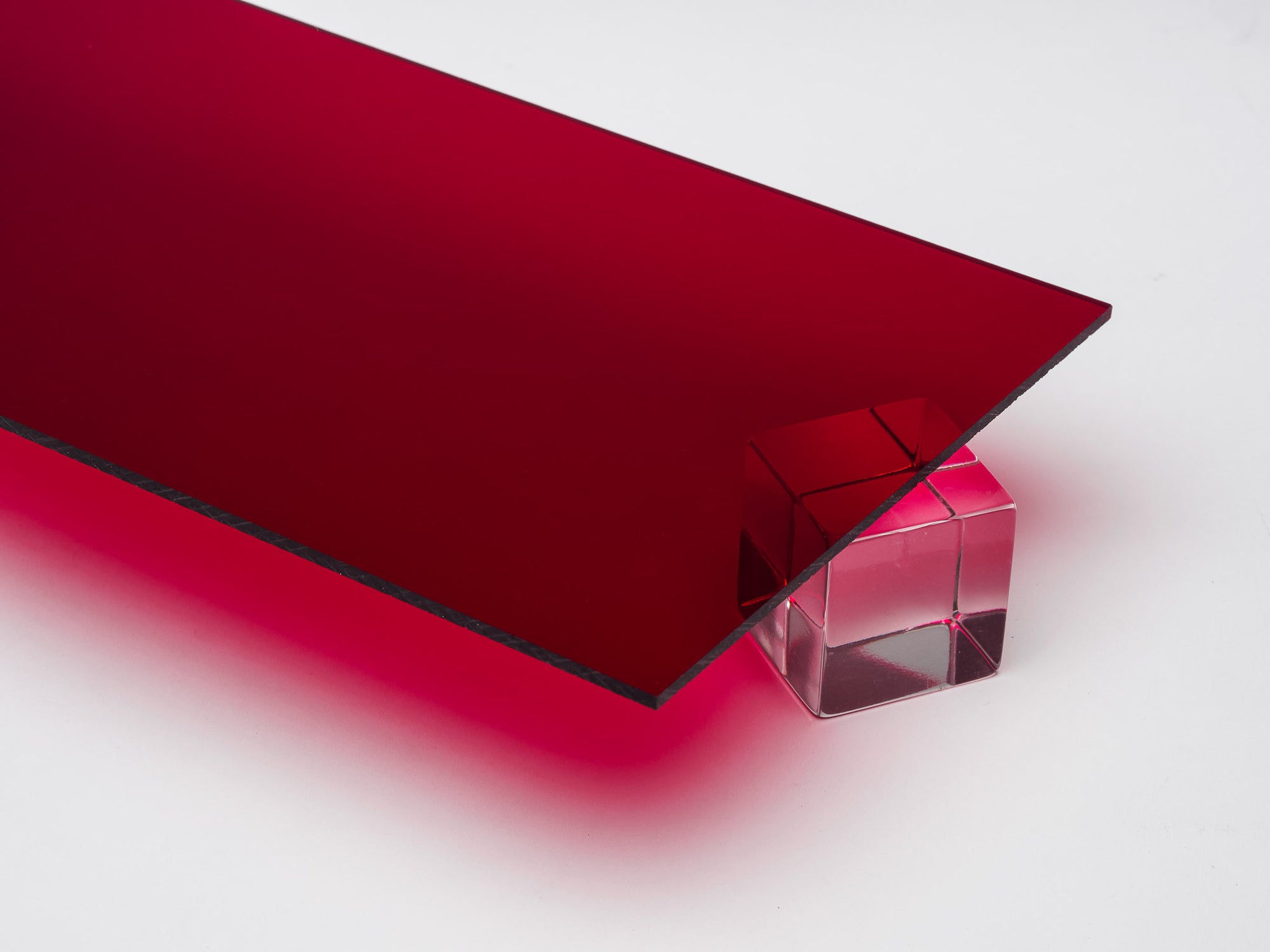 Red Transparent Acrylic Plexiglass Sheet, Top view