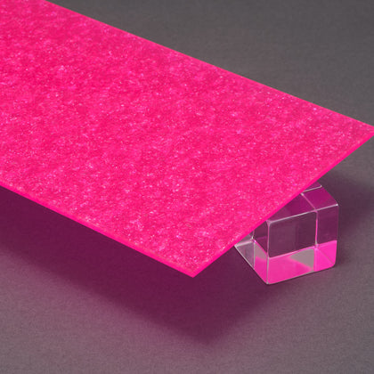 Neon Pink Colored Glitter Acrylic Sheet, Angled View
