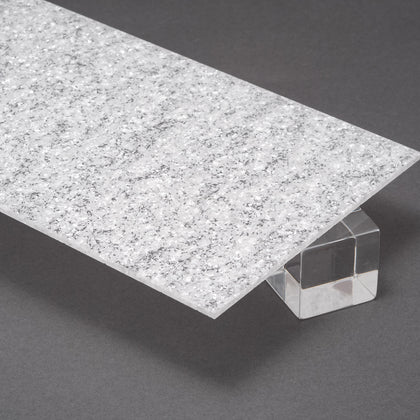 White Snow Flake Glitter Acrylic Sheet, Angled View